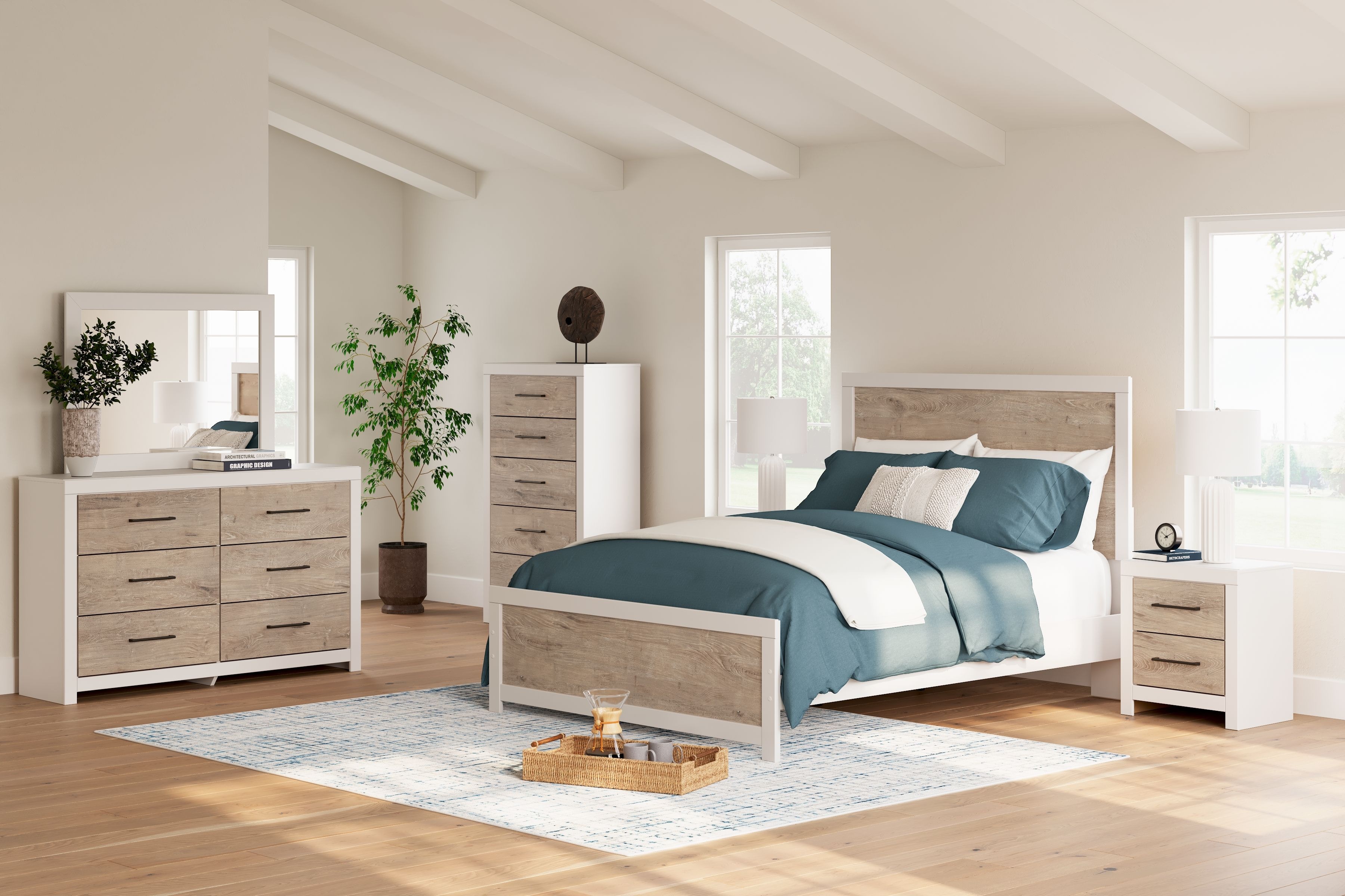 Ashley Charbitt 6 Piece Queen Panel Bed Set B2035-31-36-71-96-92-2